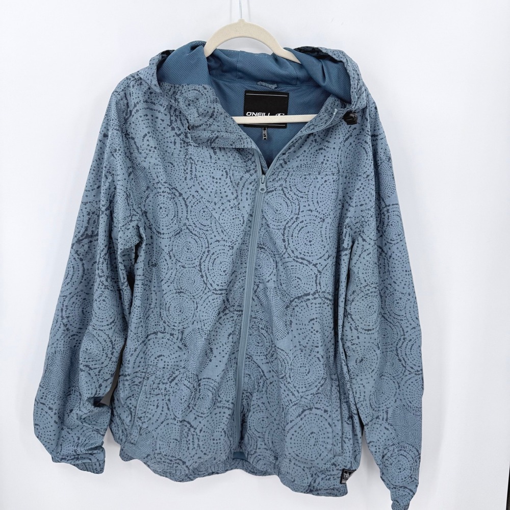 O'Neill TRVLR Series Mens XXL Blue Ripstop Windbreaker Jacket Full Zip Hoodie